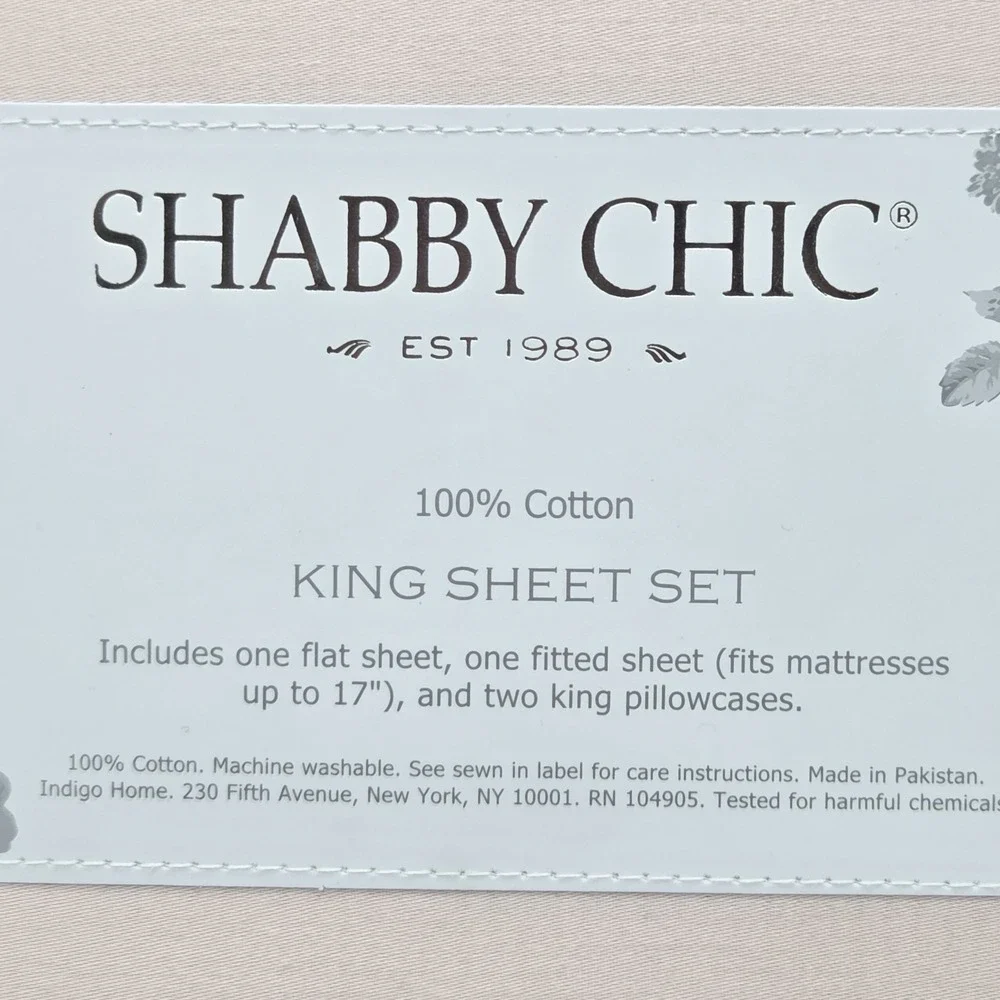 Shabby Chic 100% Cotton‎ King Sheet Set Pink